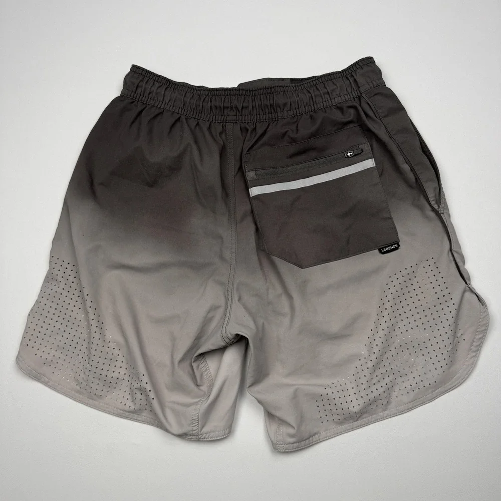 Legends Shorts Mens Small Gray Lined Athletic Running 7 Inseam Reflective